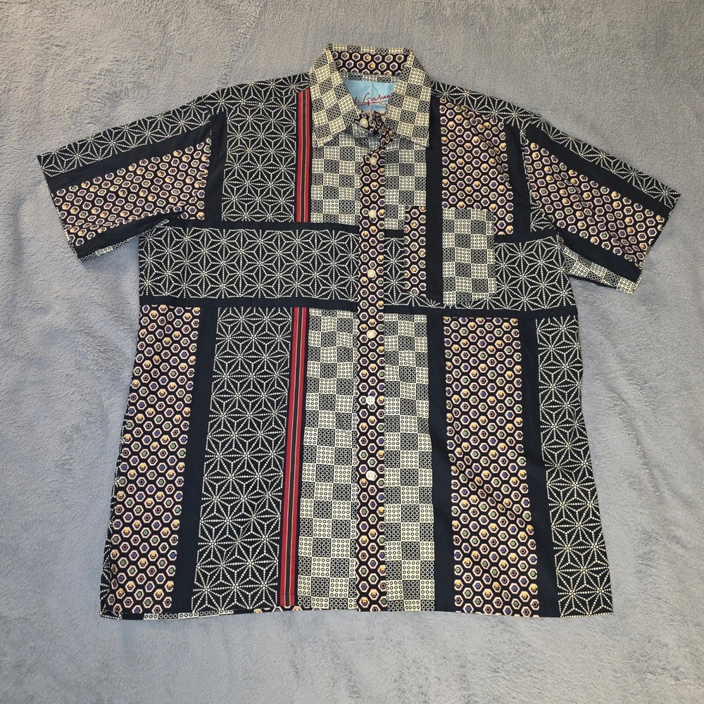 Robert Graham Sashiko Shirt Mens Medium M Japanese Geometric Patchwork Asanoha